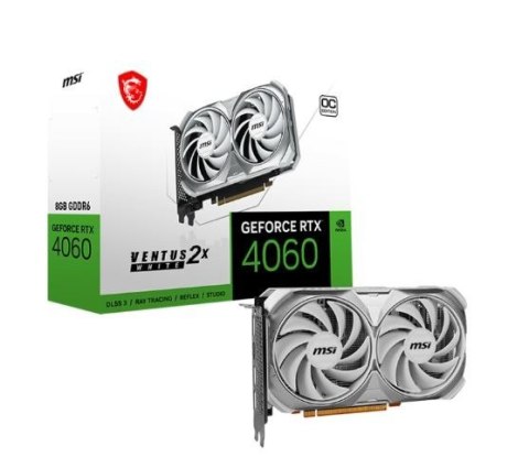 MSI Karta graficzna GeForce RTX 4060 VENTUS 2X WHITE OC 8GB GDDR6 128bit MSI Karta graficzna GeForce RTX 4060 VENTUS 2X WHITE OC 8GB GDDR6 128bit