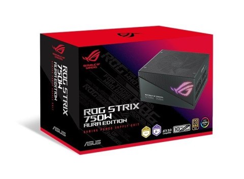 Asus Zasilacz Rog Strix 750W 80+ Gold Aura ATX 3.0 czarny Asus Zasilacz Rog Strix 750W 80+ Gold Aura ATX 3.0 czarny