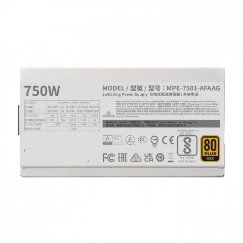 Cooler Master Zasilacz MWE Gold 750 V2 ATX 3.0 Ready Biały Cooler Master Zasilacz MWE Gold 750 V2 ATX 3.0 Ready Biały