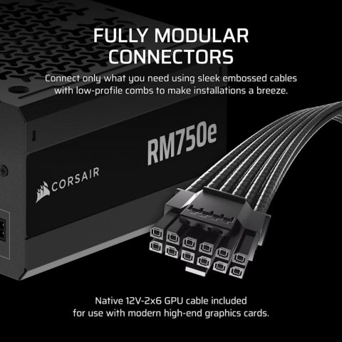 Corsair Zasilacz RM750e PCIe 5.1 80+GOLD F.MODULAR ATX3.1