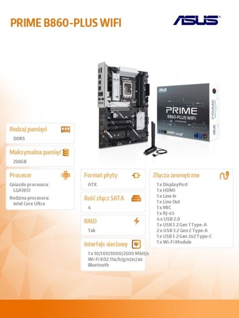 Asus Płyta główna PRIME B860-PLUS WIFI Asus Płyta główna PRIME B860-PLUS WIFI
