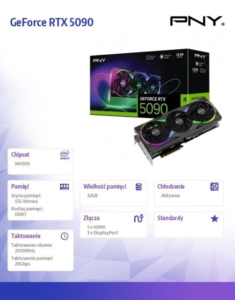 PNY Karta graficzna GeForce RTX 5090 ARGB 3F 32GB VCG509032TFXXPB1