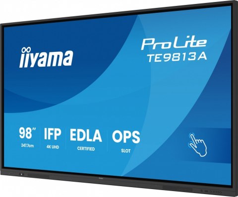 IIYAMA Monitor 98 cali TE9813A-B1AG INFRARED,40pkt,IPS,4K,7H,450cd/m2, WiFi,USB, ANDROID 14, Google EDLA,2x20W, UCHWYT CIENNY