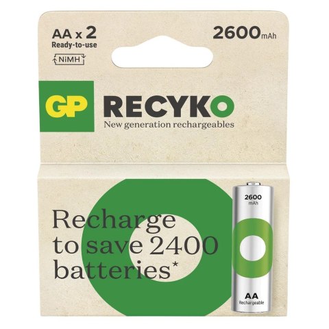 GP Battery Akumulatorki R6/AA Ni-MH 2600mAh blister 2szt. GP RECYKO GP Battery Akumulatorki R6/AA Ni-MH 2600mAh blister 2szt. GP RECYKO