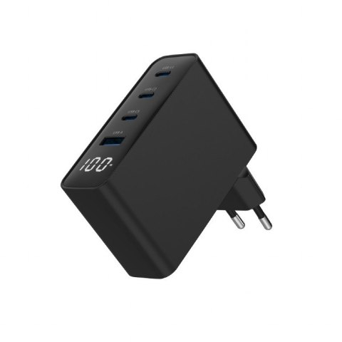 Gembird Ładowarka uniwersalna 100W GaN 1xUSB-A 3xUSB-C szybkie ładowanie LCD czarna Gembird Ładowarka uniwersalna 100W GaN 1xUSB-A 3xUSB-C szybkie ładowanie LCD czarna