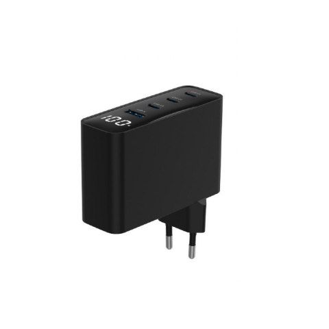 Gembird Ładowarka uniwersalna 100W GaN 1xUSB-A 3xUSB-C szybkie ładowanie LCD czarna Gembird Ładowarka uniwersalna 100W GaN 1xUSB-A 3xUSB-C szybkie ładowanie LCD czarna