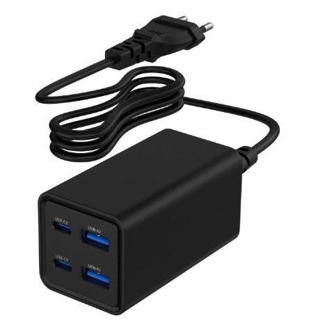 Gembird Ładowarka uniwersalna 65W GaN 2xUSB-A 2xUSB-C szybkie ładowanie czarna Gembird Ładowarka uniwersalna 65W GaN 2xUSB-A 2xUSB-C szybkie ładowanie czarna