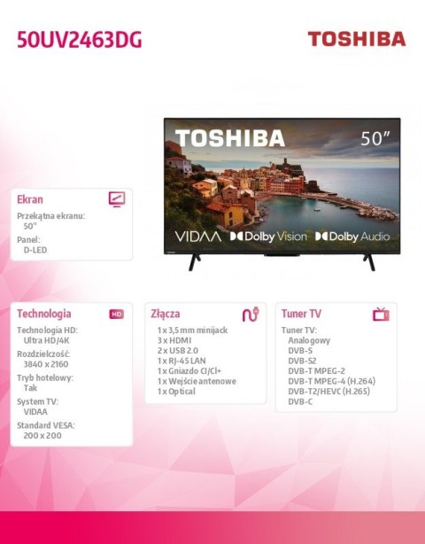 Toshiba Telewizor LED 50 cali 50UV2463DG
