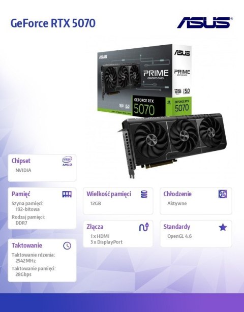 Asus Karta graficzna GeForce RTX 5070 PRIME-RTX5070-12G