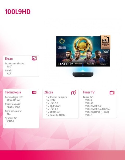 Hisense Telewizor Laser TV 100 cali 100L9HD