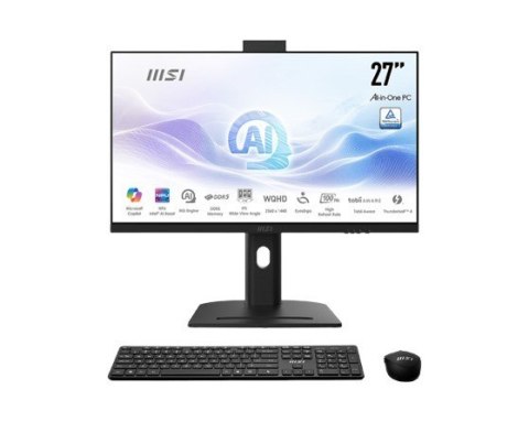 MSI Komputer All-in-One Modern AM273QP AI 1UM-07SEU W11P/Intel Core Ultra 7/32GB/1TB/UMA/27 cali/Czarny MSI Komputer All-in-One Modern AM273QP AI 1UM-07SEU W11P/Intel Core Ultra 7/32GB/1TB/UMA/27 cali/Czarny