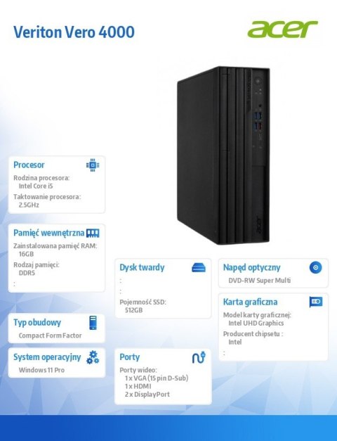 Acer Komputer Veriton VVX4720GT SFF i5-14400/16GB/512GB/W11P Acer Komputer Veriton VVX4720GT SFF i5-14400/16GB/512GB/W11P