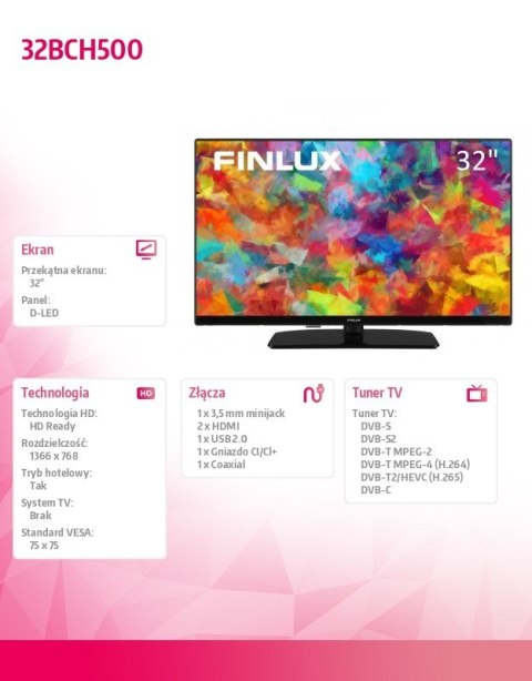 Finlux Telewizor LED 32 cale 32BCH500 Finlux Telewizor LED 32 cale 32BCH500