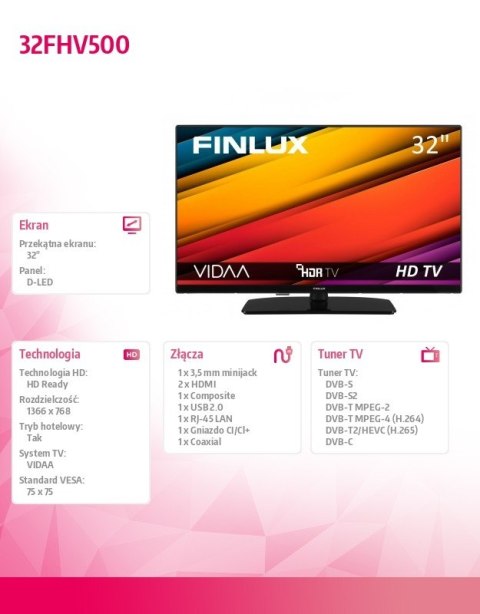Finlux Telewizor LED 32 cale 32FHV500 Finlux Telewizor LED 32 cale 32FHV500