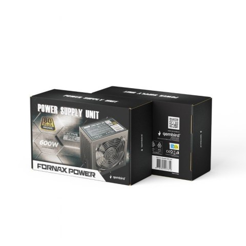 Gembird Zasilacz ATX 600W aktywne PFC 12 cm fan 80+Bronze color box