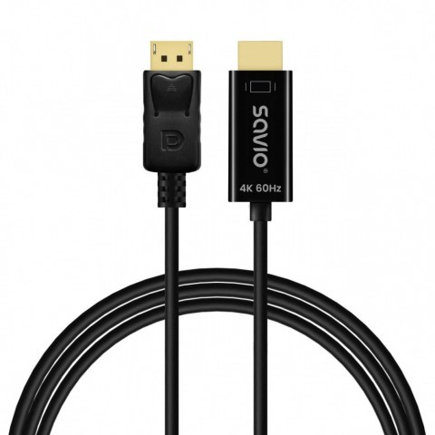 Savio Kabel Display Port do HDMI CL-189 4K 60Hz, 1,5m Savio Kabel Display Port do HDMI CL-189 4K 60Hz, 1,5m