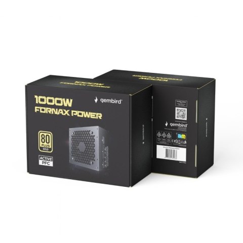 Gembird Zasilacz komputerowy Fornax Power 1000W aktywny PFC wentylator 12 cm 80+Gold Gembird Zasilacz komputerowy Fornax Power 1000W aktywny PFC wentylator 12 cm 80+Gold