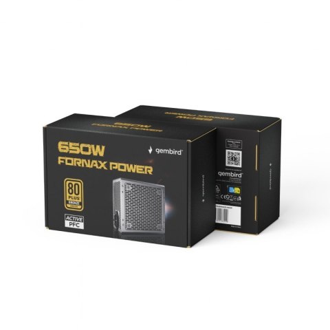 Gembird Zasilacz komputerowy Fornax Power 650W 80+Bronze aktywny PFC 120mm wentylator Gembird Zasilacz komputerowy Fornax Power 650W 80+Bronze aktywny PFC 120mm wentylator