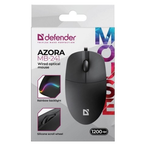 Defender Mysz przewodowa AZORA MB-241 1200 DPI czarna podświetlana