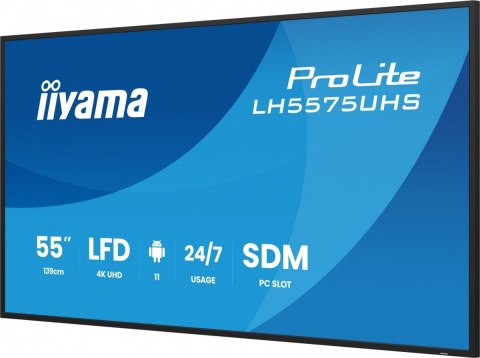 IIYAMA Monitor 55 cali LH5575UHS-B2AG,24/7,IPS,ANDROID.11,4K, WiFi, iiSignage2, FailOver, EShare, 24/7, full daisy chain