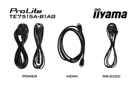 IIYAMA Monitor 75 cali TE7515A-B1AG IPS,4K,40pkt,550cd,DeepContrast-IR+, HDMI x2,DP,USB-C, 2 x 20W, OPS Slot x1, 5xUSB, 2xRJ45,8-Arr
