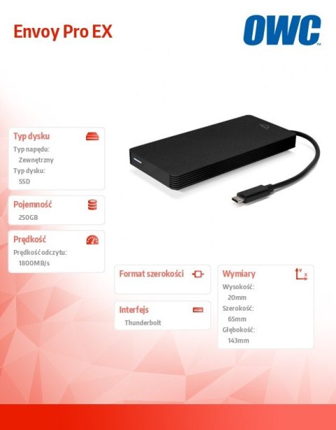 OWC Envoy Pro EX 250GB SSD 1800MB/s Thunderbolt 3 OWC Envoy Pro EX 250GB SSD 1800MB/s Thunderbolt 3