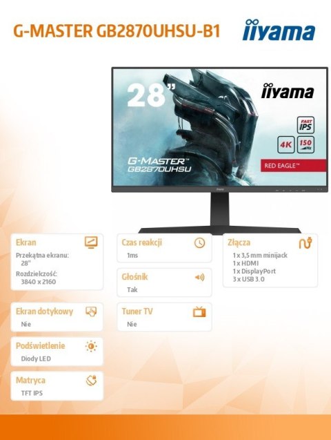 IIYAMA Monitor 28 cali GB2870UHSU-B1 + Gra Dead Island 2 PC IIYAMA Monitor 28 cali GB2870UHSU-B1 + Gra Dead Island 2 PC