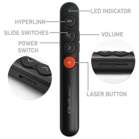 Qoltec Laserowy wskaźnik/Prezenter 4w1/USB 3.0/2.4GHz/30m