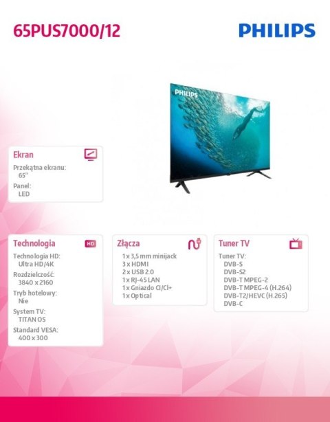 Philips Telewizor LED 65 cali 65PUS7000/12