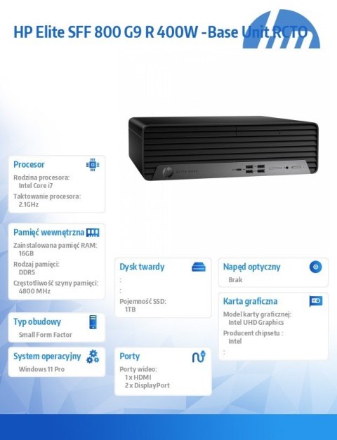 HP Inc. Komputer Elite SFF 800 G9 R i7-14700 1TB/16GB/W11P A55NFET