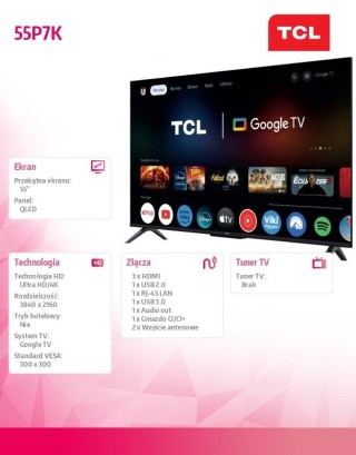 TCL Telewizor LED 55 cali 55P7K