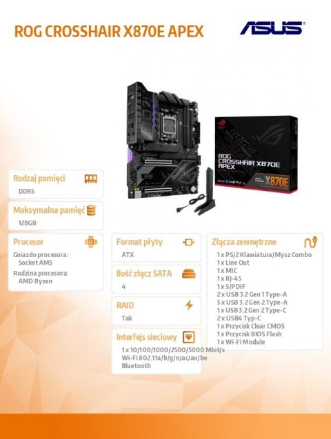 Asus Płyta główna ROG CROSSHAIR X870E APEX