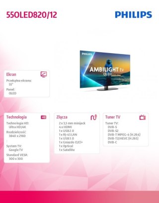 Philips Telewizor 55 cali OLED 55OLED820/12