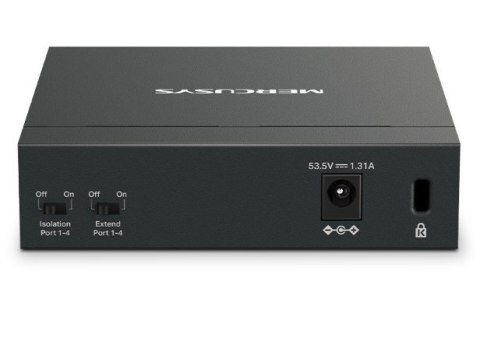 TP-LINK Przełącznik Mercusys MS105GP 5-Port Gigabit Desktop Switch with 4-Port PoE+ PORT: 4× Gigabit PoE+ Ports, 1× Gigabit Non