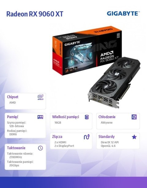 Gigabyte Karta graficzna Radeon RX 9060 XT GAMING OC 16G