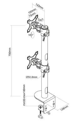 Neomounts Uchwyt biurkowy FPMA-D960DVBLACKPLUS