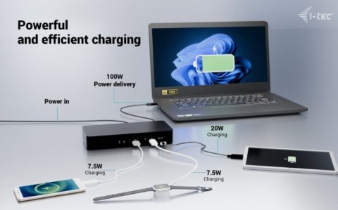 I-tec Stacja dokująca Universal Intelligent Dual Display Docking Station Power Delivery 100W