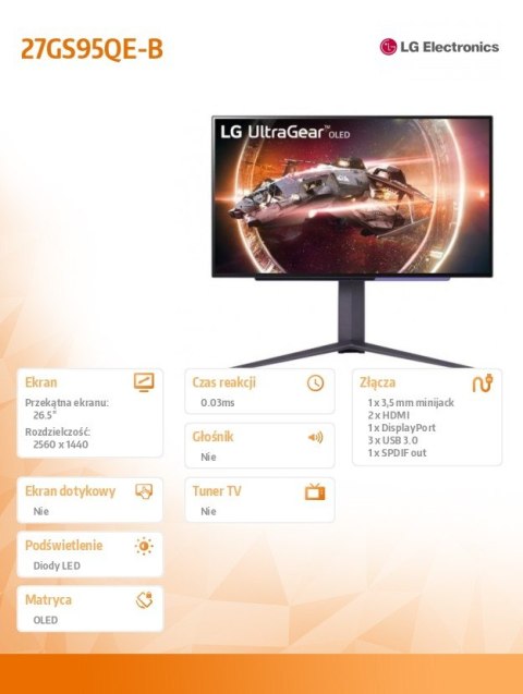 LG Electronics Monitor 27GS95QE-B 27 cali QHD UltraGear