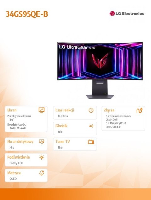 LG Electronics Monitor 34 cale 34GS95QE-B