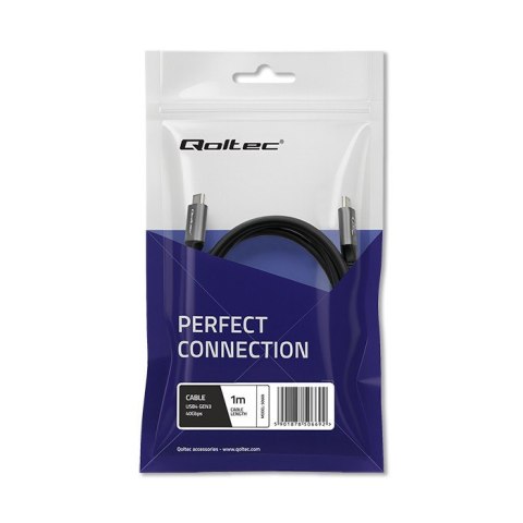 Qoltec Kabel USB4 Ultra-Fast | USB-C PD 240W | Thunderbolt 3/4 | 4K | 40Gb/s | 1m | Czarny