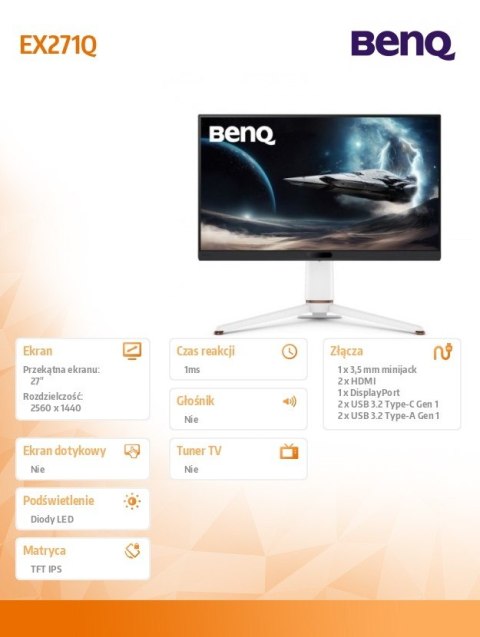 Benq Monitor 27 cali EX271Q 2K IPS IPS/180Hz/2K/Gaming