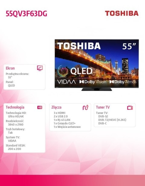 Toshiba Telewizor QLED 55 cali 55QV3F63DG