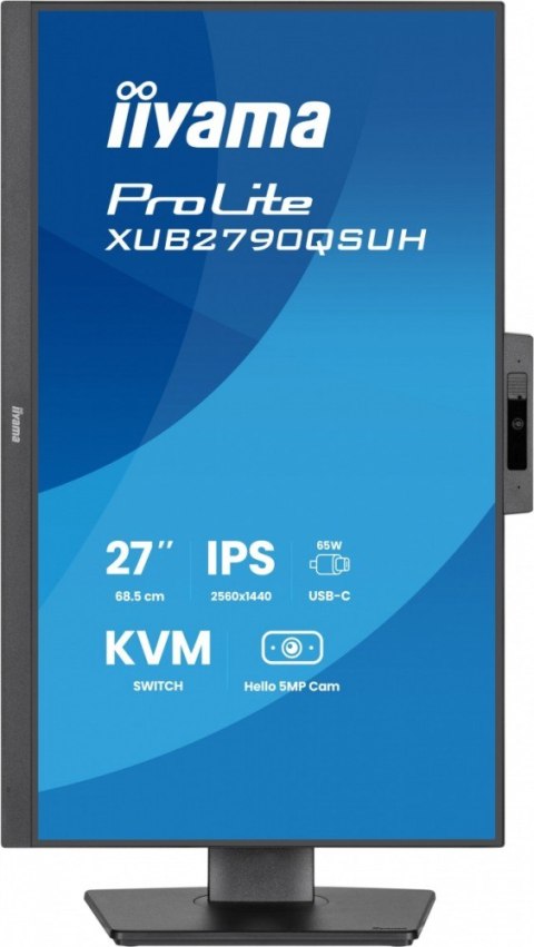 IIYAMA Monitor 27 cali XUB2790QSUH-B2 IPS,QHD,CAM,MIC,HDMI,DP,3xUSB(3.2), 100Hz,ADAPTIVE SYNC,FlickerFree,2x2W,WINDOWS HELLO
