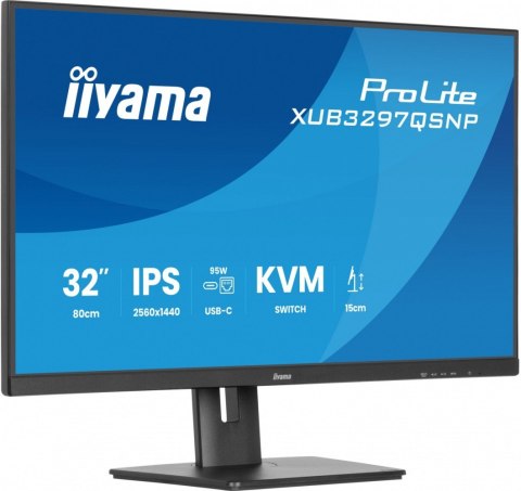 IIYAMA Monitor 32 cale XUB3297QSNP-B1 IPS,QHD,USB-C DOCK (95W), USB HUB 4x, KVM, RJ45