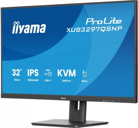 IIYAMA Monitor 32 cale XUB3297QSNP-B1 IPS,QHD,USB-C DOCK (95W), USB HUB 4x, KVM, RJ45