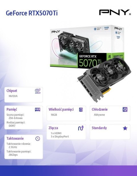 PNY Karta graficzna GeForce RTX5070Ti 16GB VCG5070T16TFXPB1