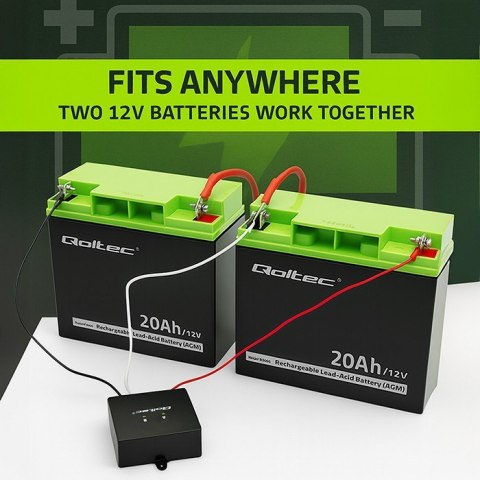 Qoltec Balanser napięcia 24V do akumulatorów 2x12V | 5A | LiFePO4 AGM GEL