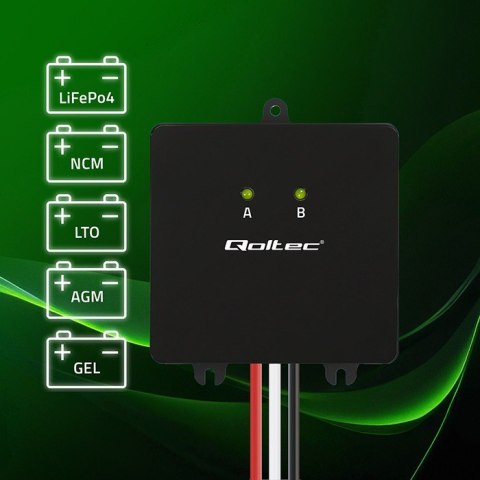 Qoltec Balanser napięcia 24V do akumulatorów 2x12V | 5A | LiFePO4 AGM GEL