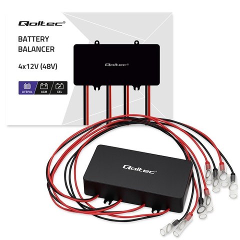 Qoltec Balanser napięcia 48V do akumulatorów 4x12V | 10A | LiFePO4 AGM GEL