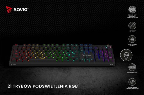 Savio Klawiatura mechaniczna STYX Outemu Blue Hot Swap RGB
